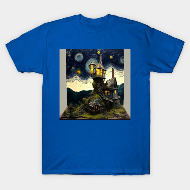 Starry Night Over The Burrow T-Shirt by Grassroots Green